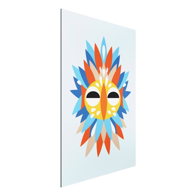 Aluminium Dibond schilderijen Collage Ethnic Mask - Parrot