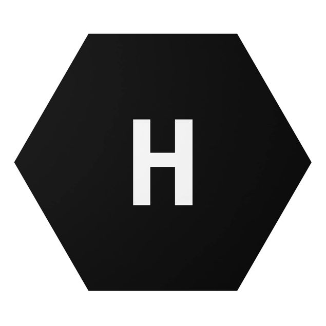 Hexagons Aluminium Dibond schilderijen Letter Black H