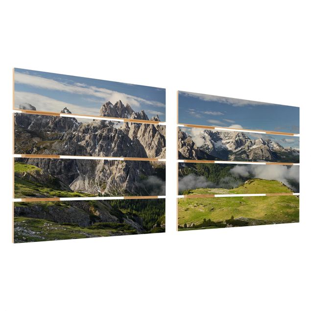 Houten schilderijen op plank - 2-delig Italian Alps