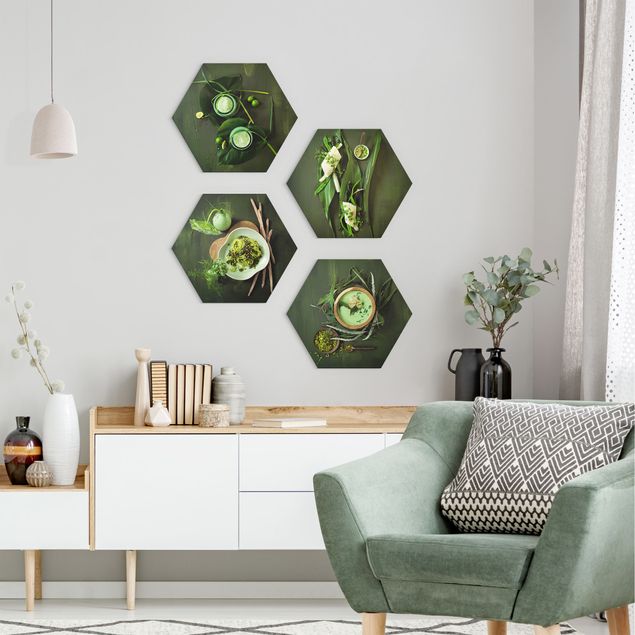 Hexagons Forex schilderijen - 4-delig Italian specialties