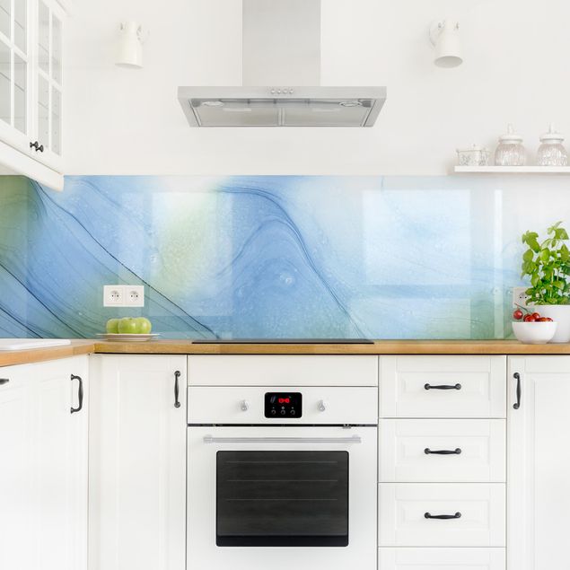 Küchenrückwand - Meliertes Moosgrün mit Blau