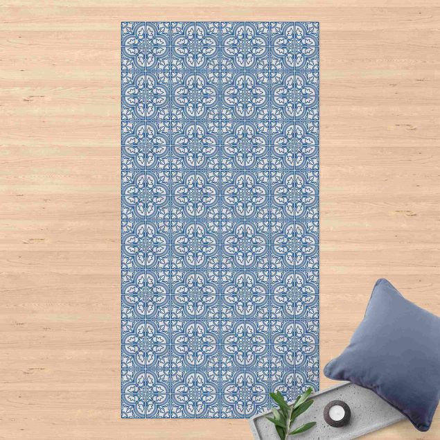 loper vloerkleed Tile Pattern Faro Blue