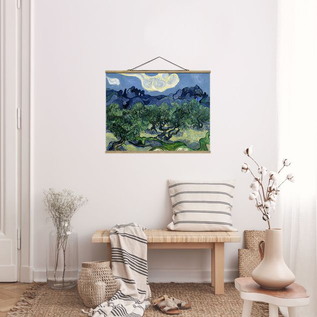 Stoffen schilderij met posterlijst Vincent Van Gogh - Olive Trees