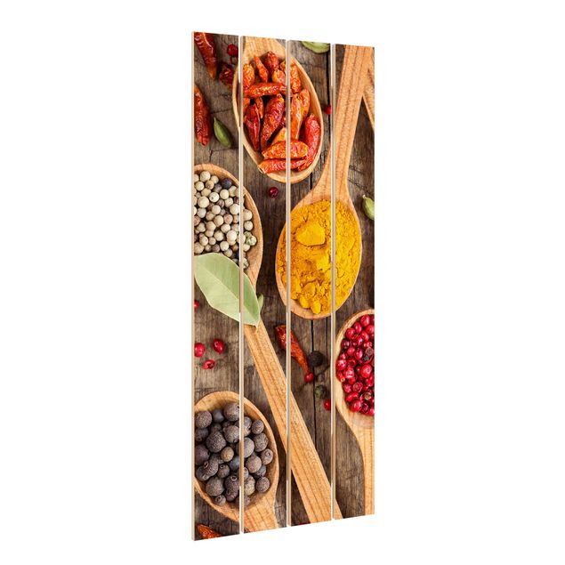 Houten schilderijen op plank Spices On Wooden Spoon