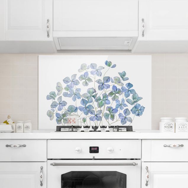 Spatscherm keuken Blue Hydrangea Flowers