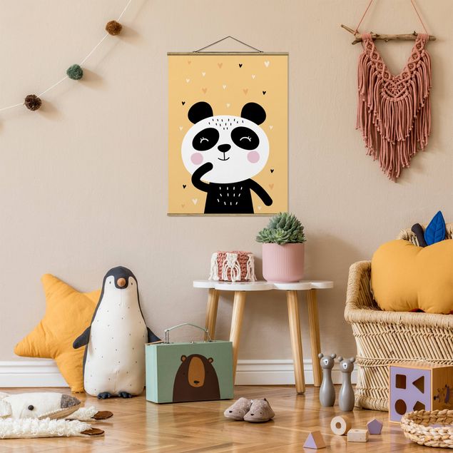 Stoffen schilderij met posterlijst The Happiest Panda
