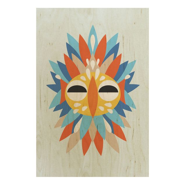 Houten schilderijen Collage Ethnic Mask - Parrot