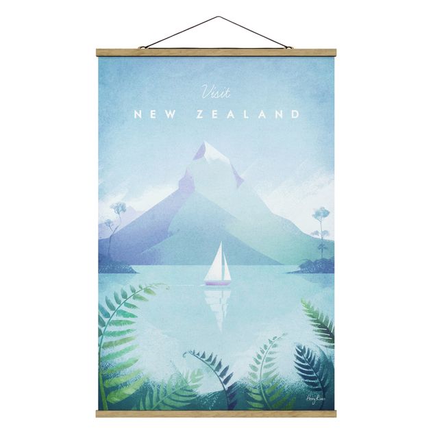 Stoffen schilderij met posterlijst Travel Poster - New Zealand
