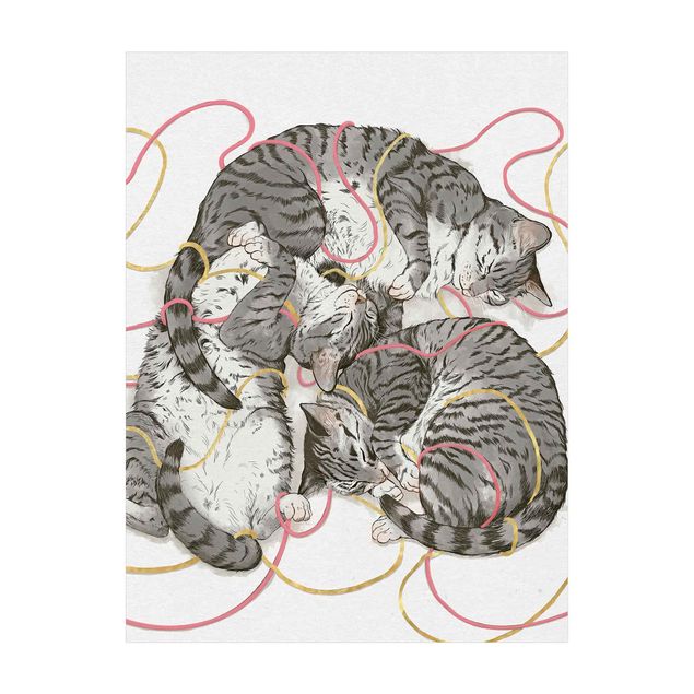Vinyl tapijt Illustration Grey Cat Painting