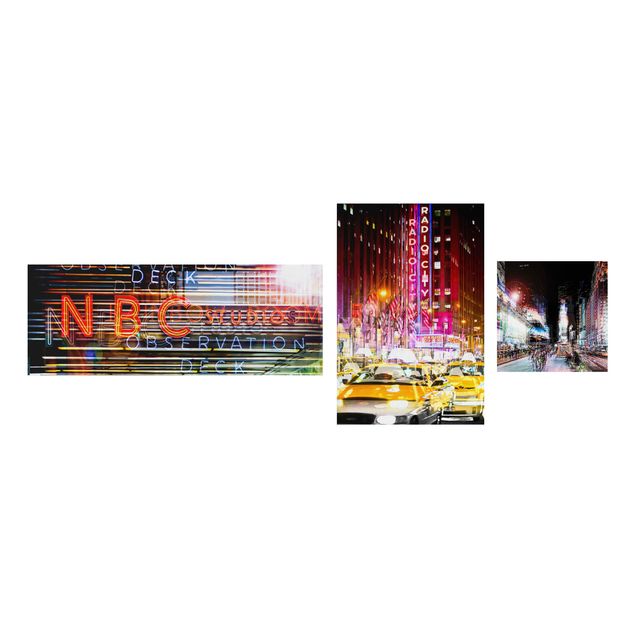 Canvas schilderijen - 3-delig Times Square City Lights
