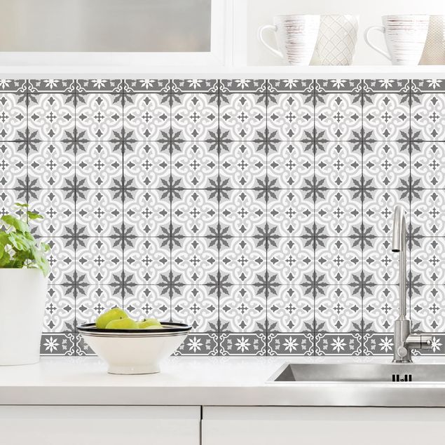 Achterwand voor keuken patroon Geometrical Tile Mix Cross Grey