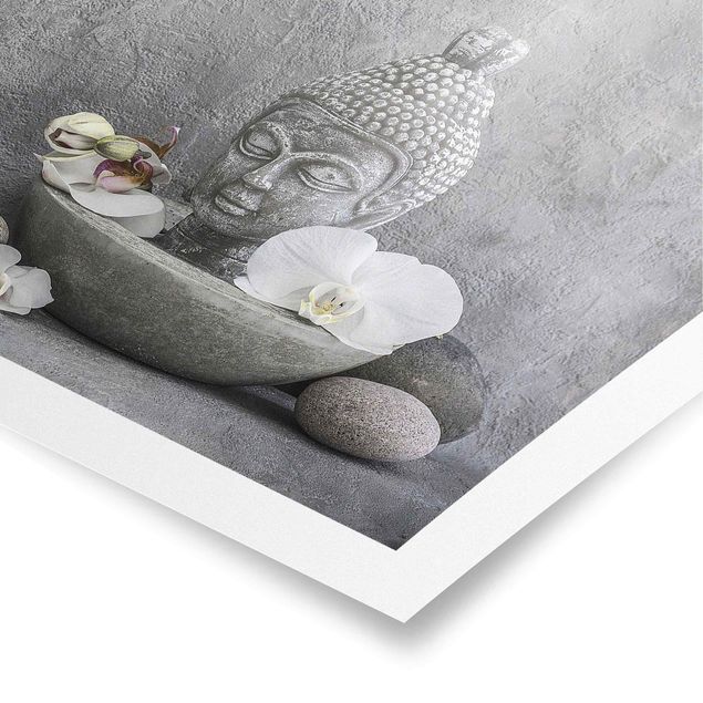 Posters Zen Buddha, Orchid And Stone