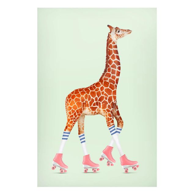Magneetborden Giraffe With Roller Skates