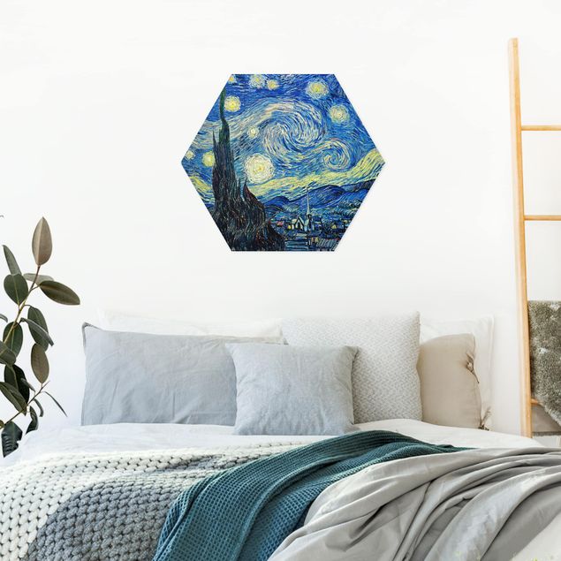Hexagons Aluminium Dibond schilderijen Vincent Van Gogh - The Starry Night
