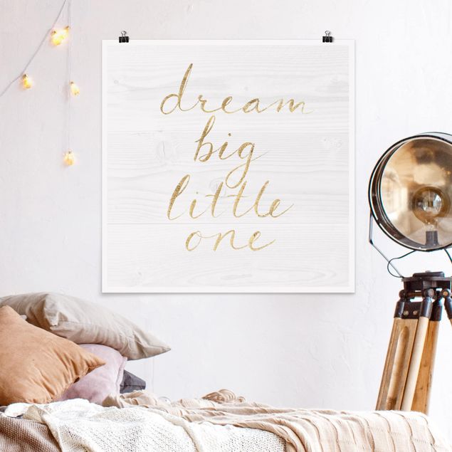 Posters Wooden Wall White - Dream Big