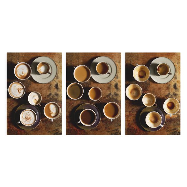 Canvas schilderijen - 3-delig Trilogy of coffee cups