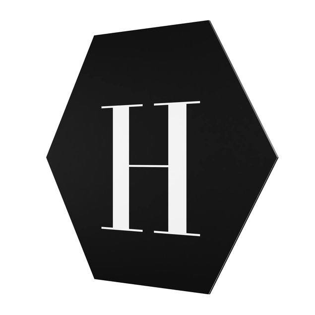 Hexagons Aluminium Dibond schilderijen Letter Serif Black H