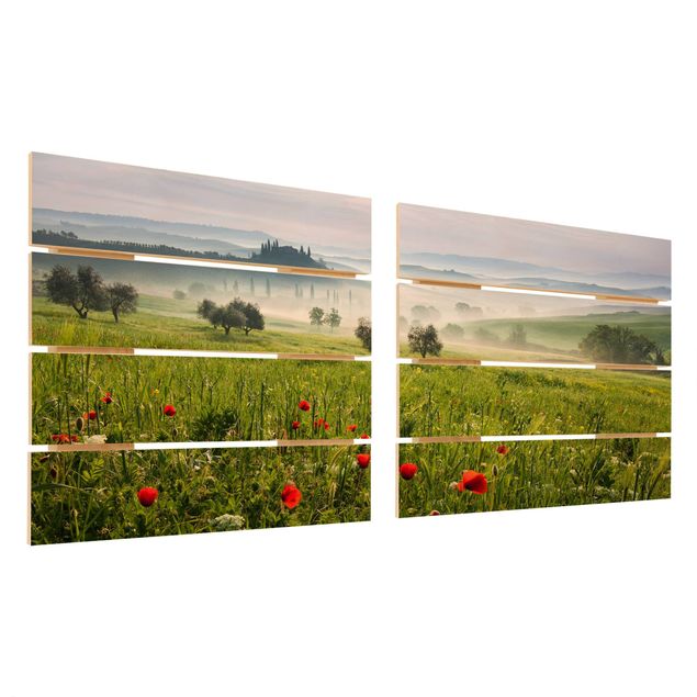 Houten schilderijen op plank - 2-delig Tuscan Spring