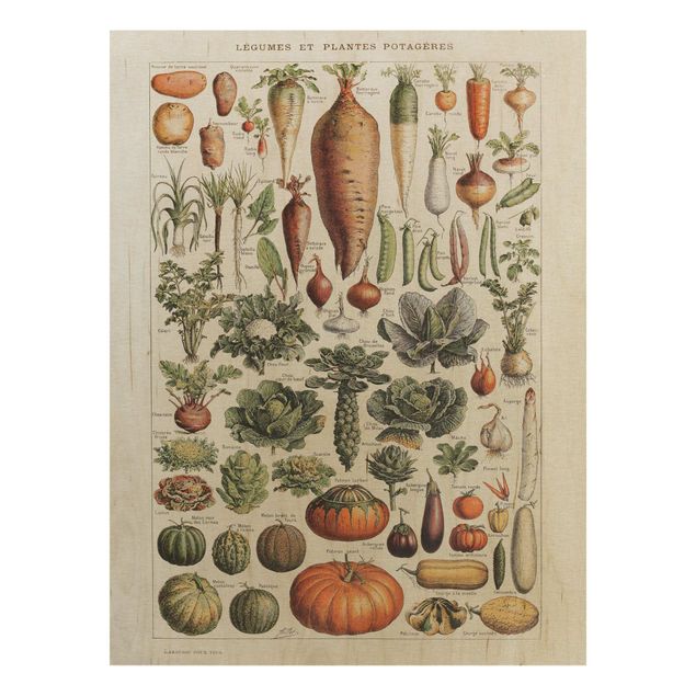 Houten schilderijen Vintage Board Vegetables