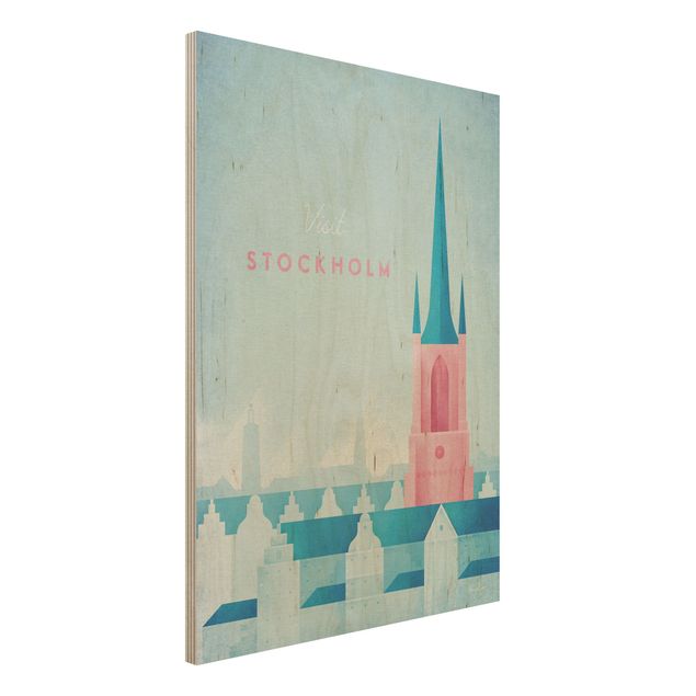 Houten schilderijen Travel Poster - Stockholm