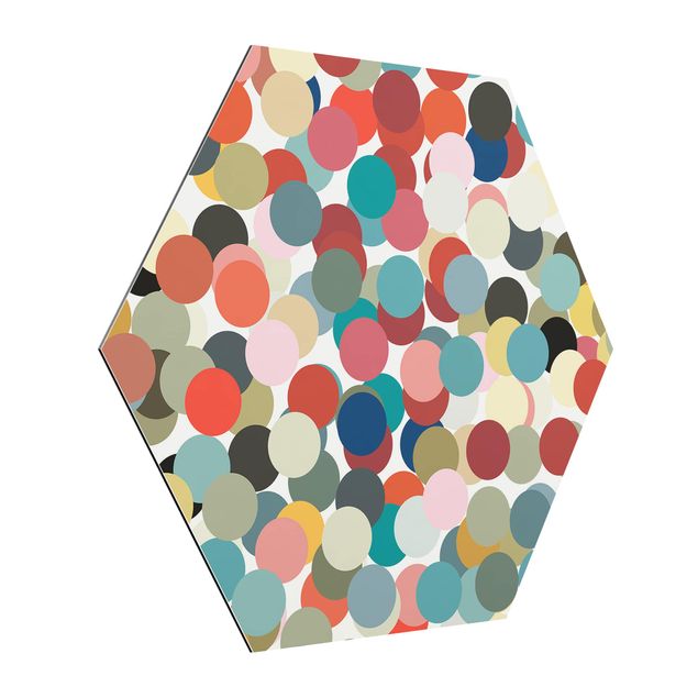 Hexagons Aluminium Dibond schilderijen Confetti