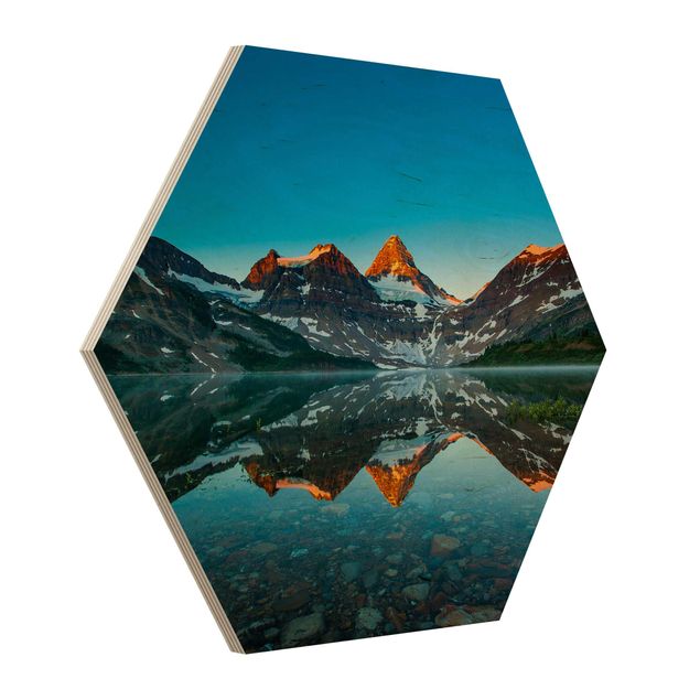 Hexagons houten schilderijen Mountain Landscape At Lake Magog In Canada
