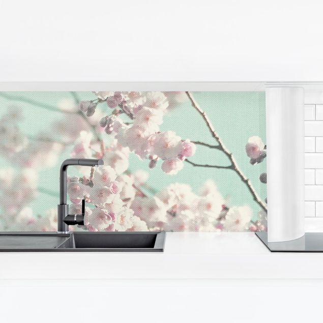 Achterwand in keuken Dancing Cherry Blossoms On Canvas