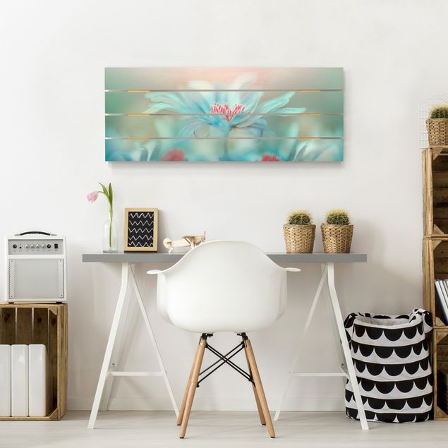 Houten schilderijen op plank Delicate Flowers In Pastel
