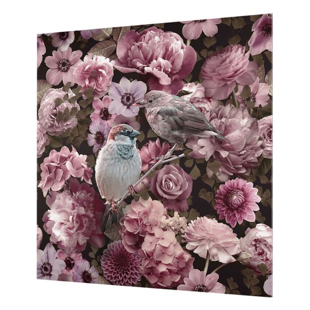 Spatscherm keuken Floral Paradise Sparrow In Antique Pink