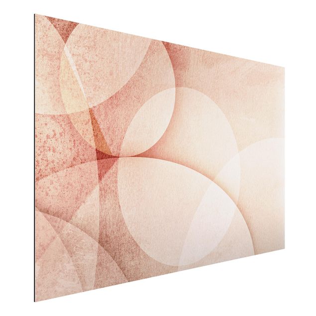 Aluminium Dibond schilderijen Abstract Graphics In Peach-Colour
