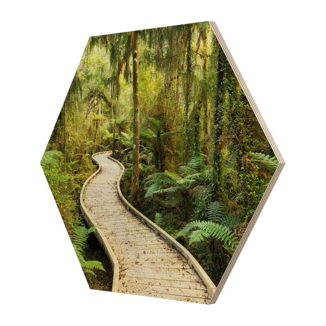 Hexagons houten schilderijen Path In The Jungle