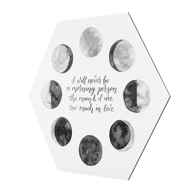 Hexagons Aluminium Dibond schilderijen Ode To The Moon - Love