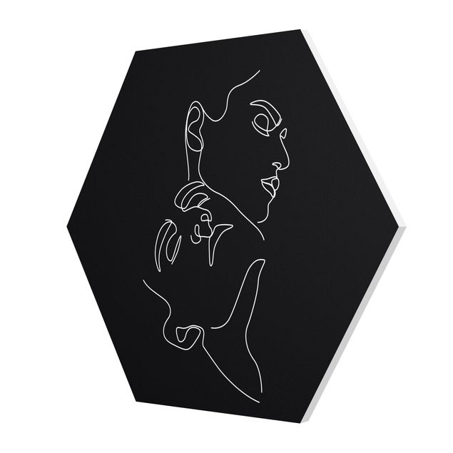 Hexagons Forex schilderijen Line Art Women Faces Black
