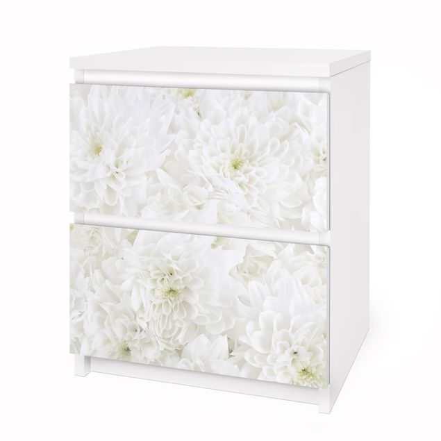 Meubelfolie IKEA Malm Ladekast Dahlias Sea Of Flowers White