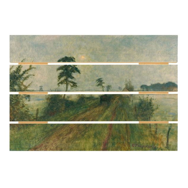 Houten schilderijen op plank Otto Modersohn - Evening Mood In The Moor