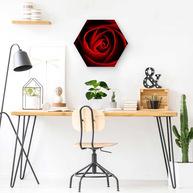 Hexagons houten schilderijen Lovely Rose