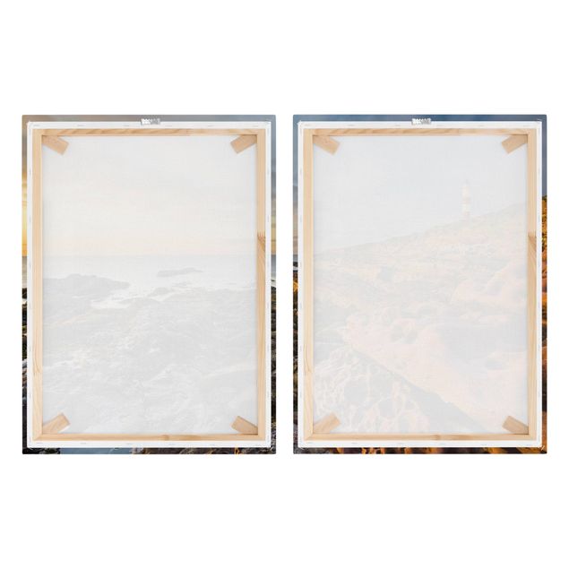 Canvas schilderijen - 2-delig  Tarbat Ness Ocean & Lighthouse At Sunset