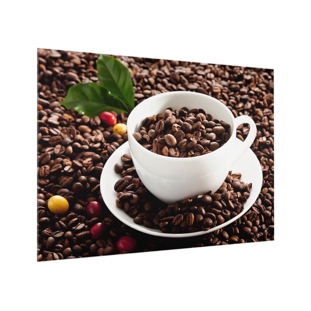 Spatscherm keuken Coffee Cup With Roasted Coffee Beans
