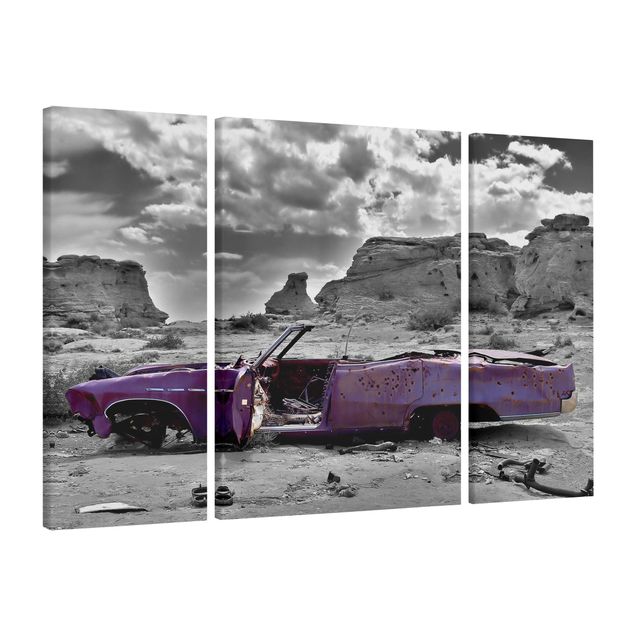 Canvas schilderijen - 3-delig Pink Cadillac
