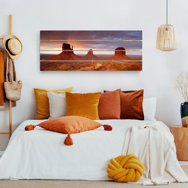 Houten schilderijen op plank Monument Valley At Sunset