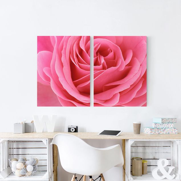 Canvas schilderijen - 2-delig  Lustful Pink Rose