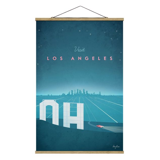 Stoffen schilderij met posterlijst Travel Poster - Los Angeles