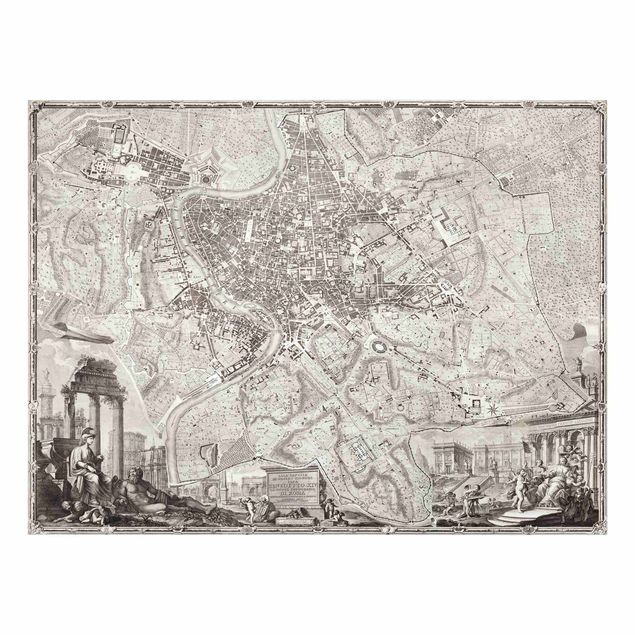Spatscherm keuken Vintage Map Rome