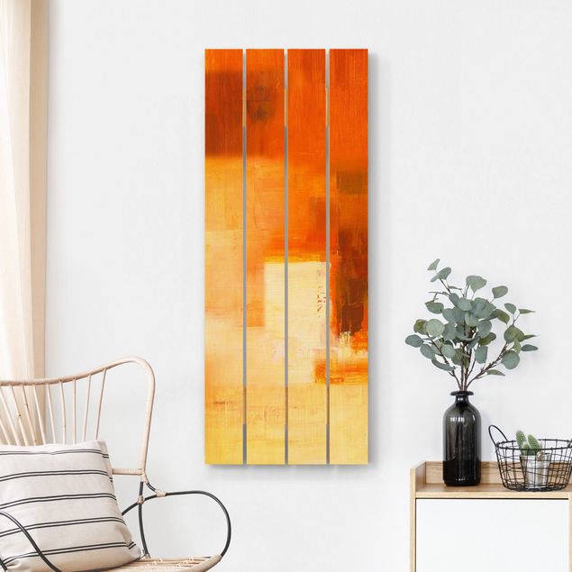 Houten schilderijen op plank Composition In Orange And Brown 03