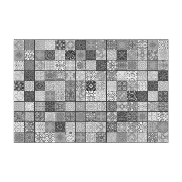 Vloerkleed eetkamer Grey Mediterranian Tiles With Dark Joints