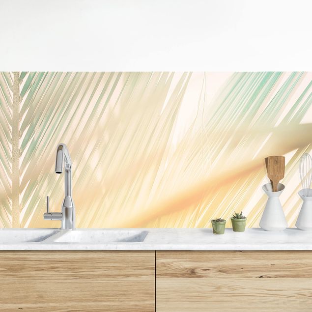 Achterwand voor keuken bloemen Tropical Plants Palm Trees At Sunset II