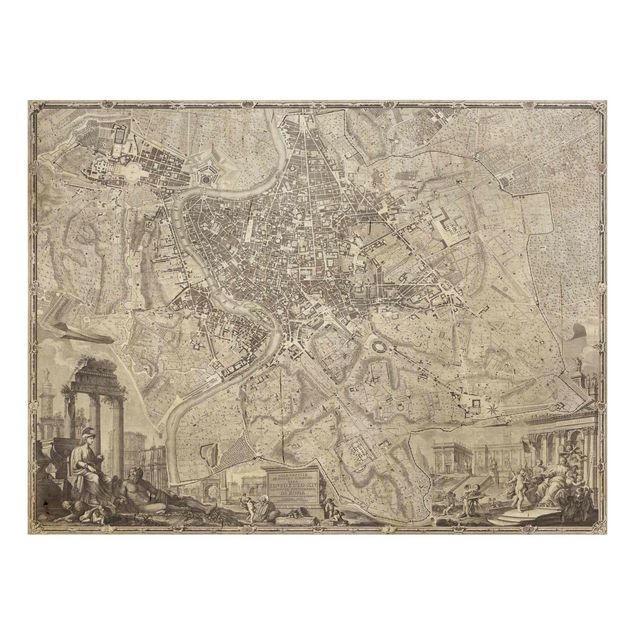 Houten schilderijen Vintage Map Rome