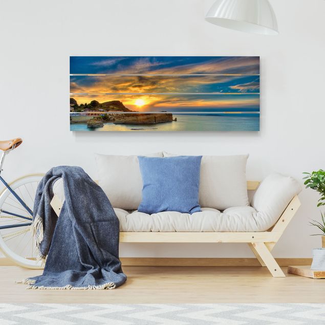 Houten schilderijen op plank Sunset Over Corfu