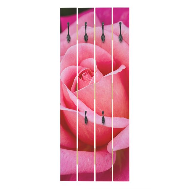 Wandkapstokken houten pallet Pink Rose Flowers Green Backdrop