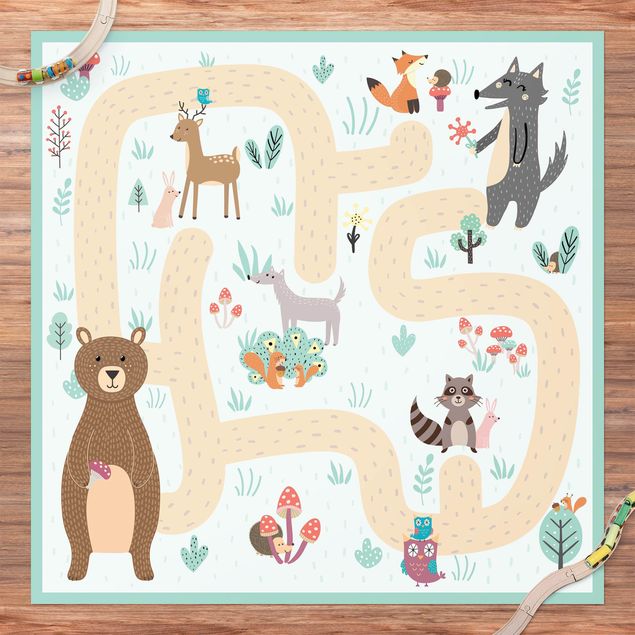 speelkleed kind Playoom Mat Forest Animals - Friends On A Forest Path
